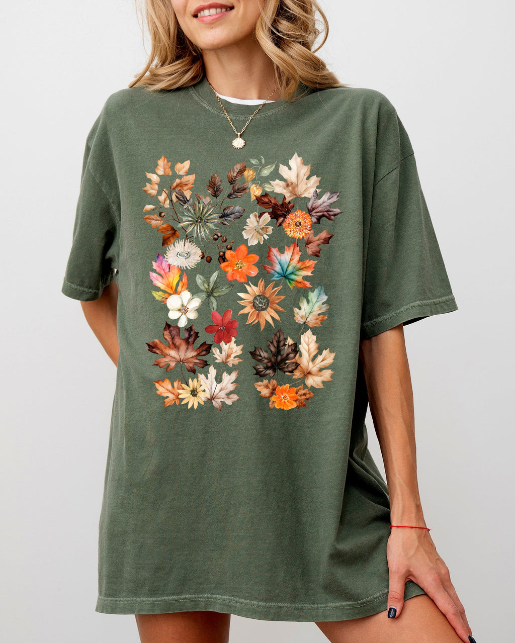 Autumn Pressed Leaves, Beautiful, Nature, Flowers, Botanical, Fall Shirt Comfort Colors T-Shirt