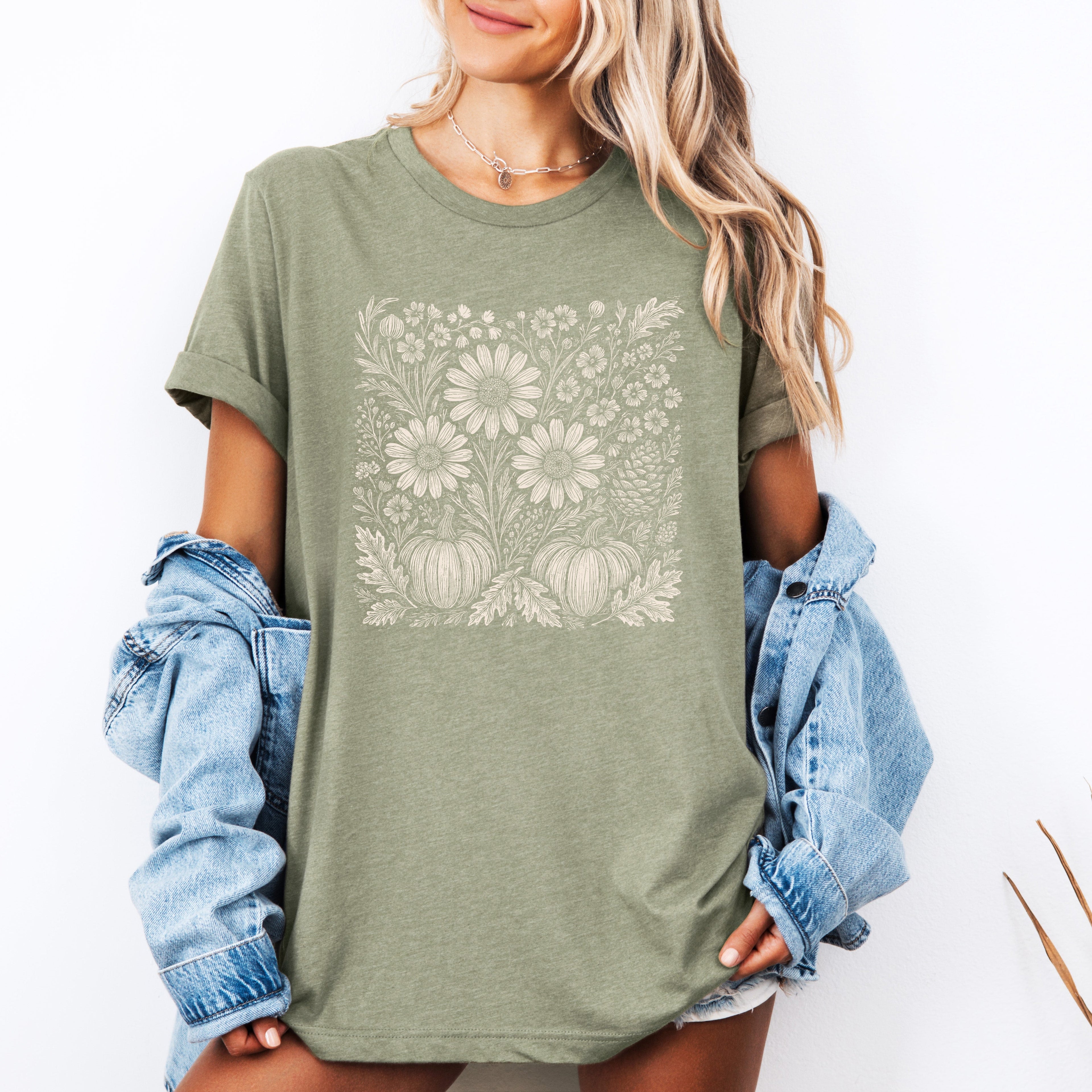 Autumn Wildflowers, Minimalist, Gorgeous, Fall, Pumpkin, Tshirt