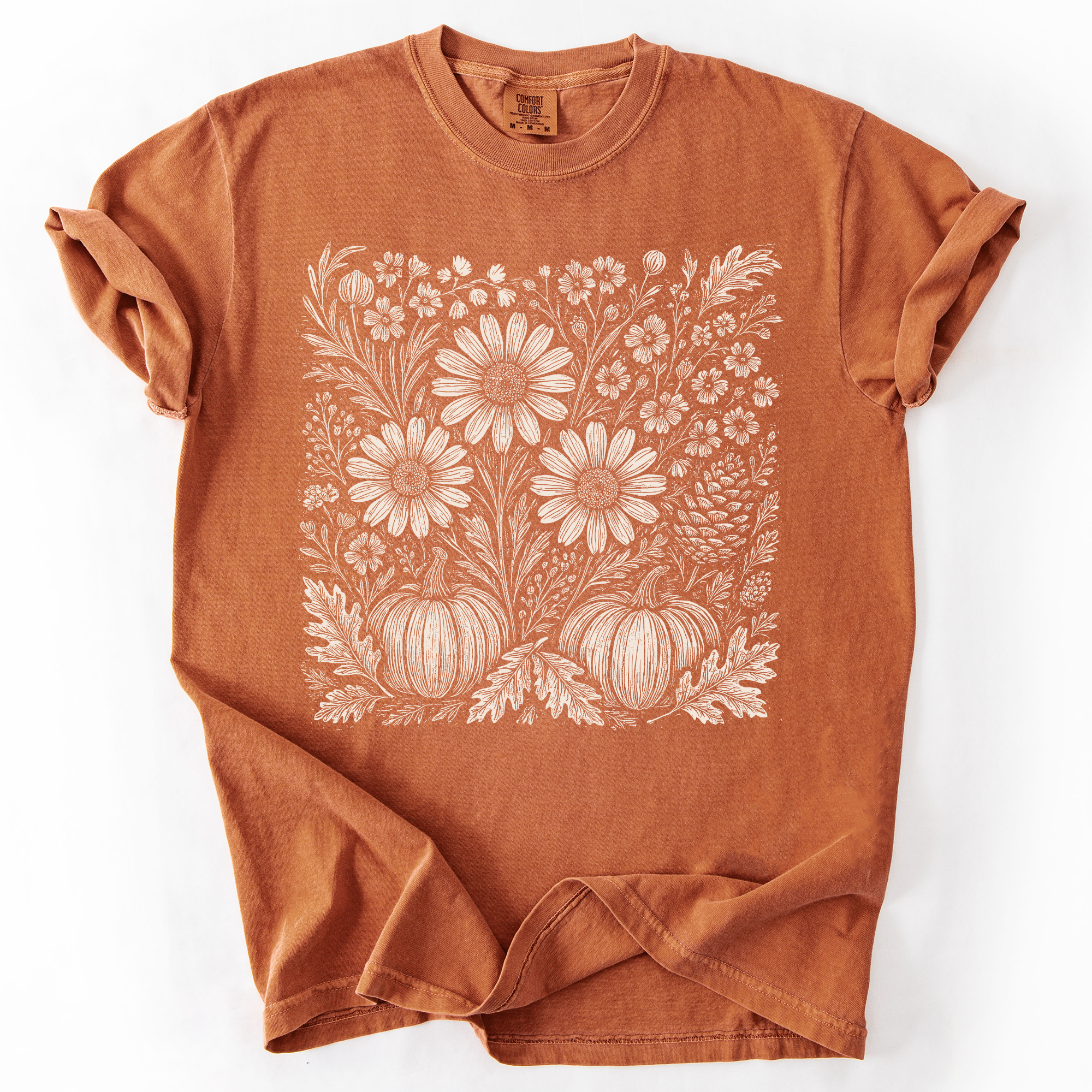 Autumn Wildflowers, Minimalist, Gorgeous, Fall, Pumpkin, Comfort Colors T-Shirt