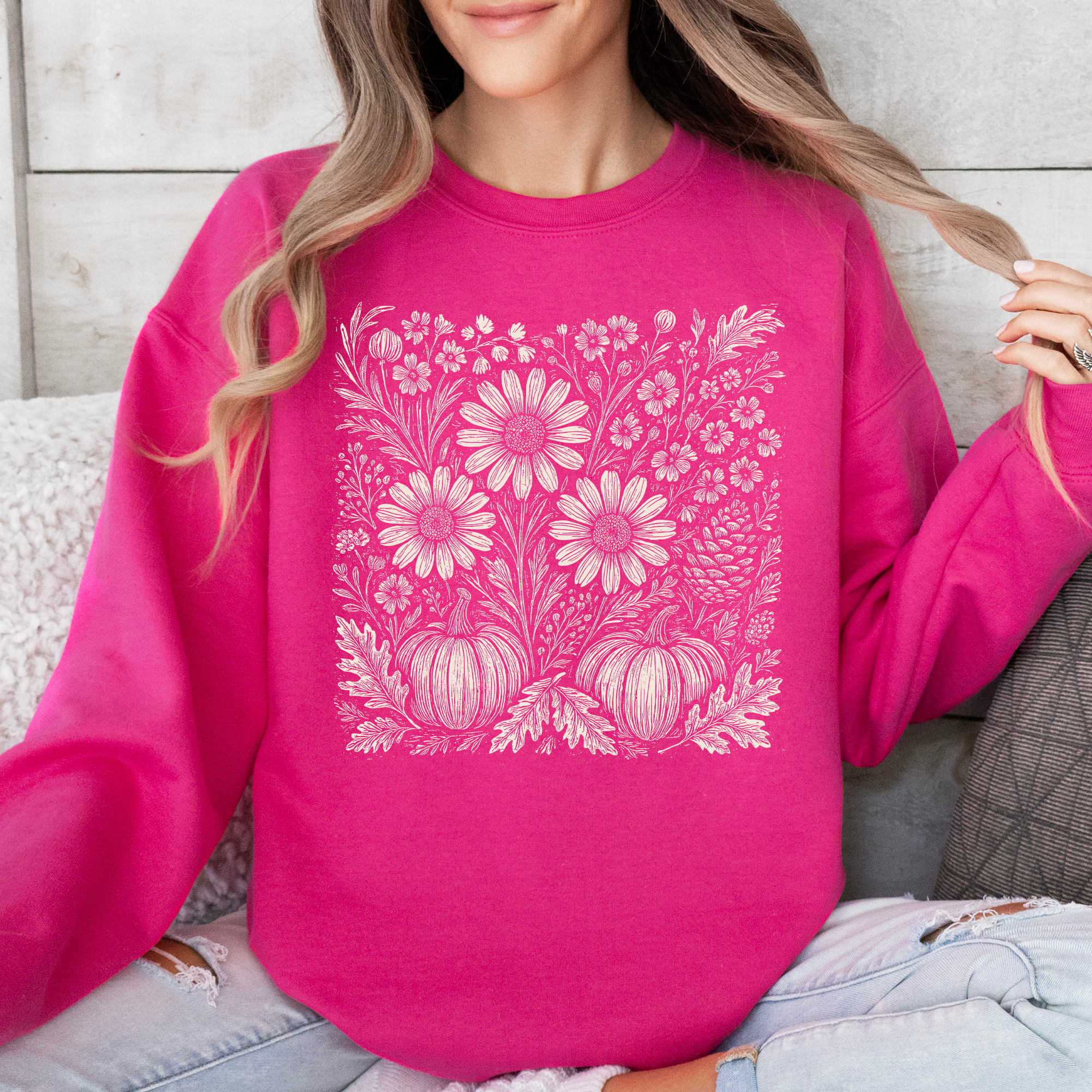 Autumn Wildflowers, Minimalist, Gorgeous, Fall, Pumpkin Sweatshirt