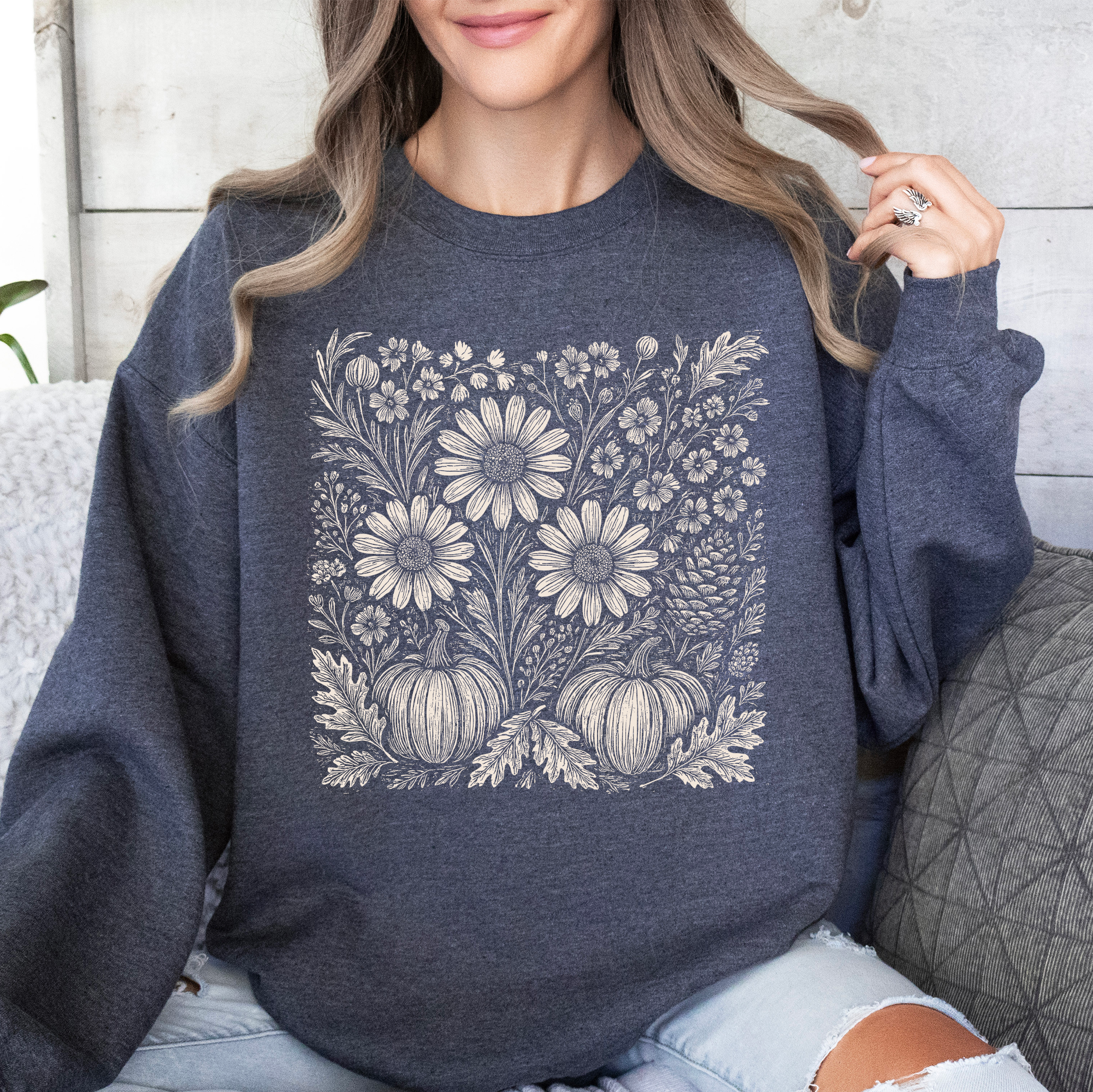 Autumn Wildflowers, Minimalist, Gorgeous, Fall, Pumpkin Sweatshirt
