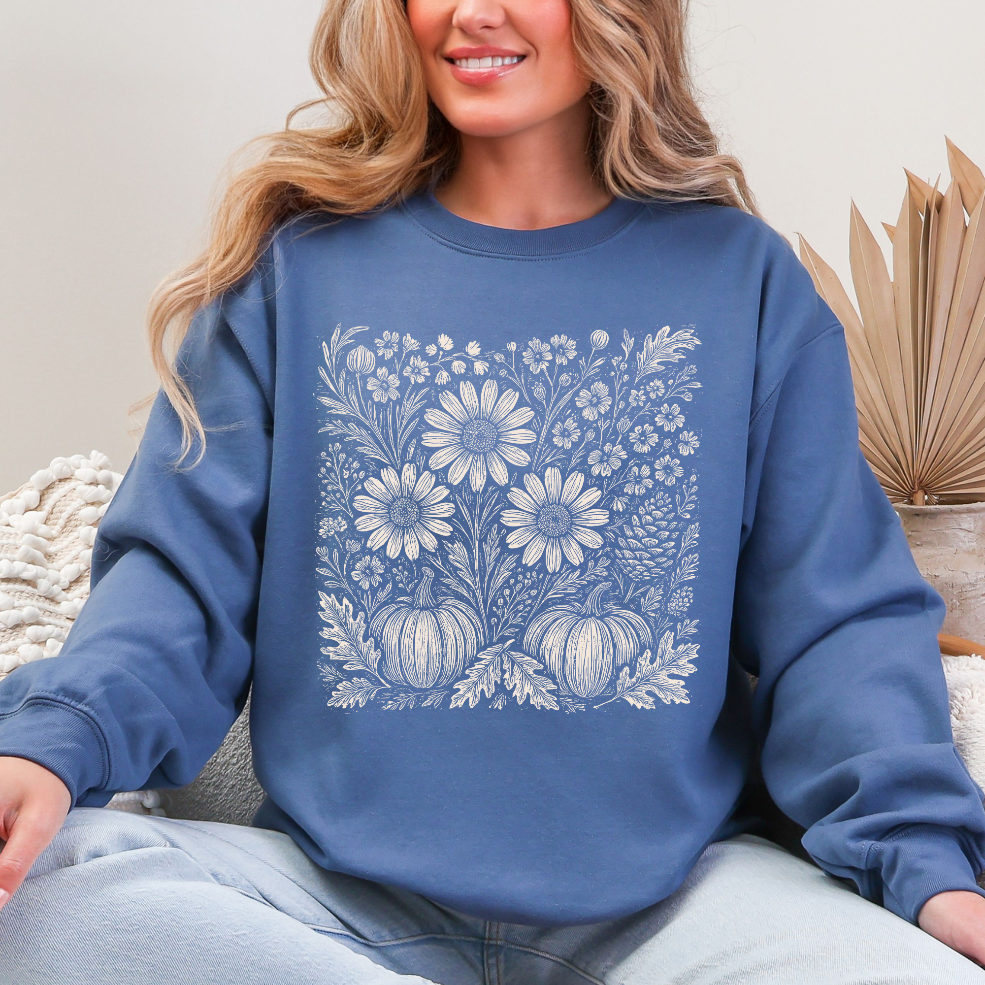 Autumn Wildflowers, Minimalist, Gorgeous, Fall, Pumpkin Sweatshirt