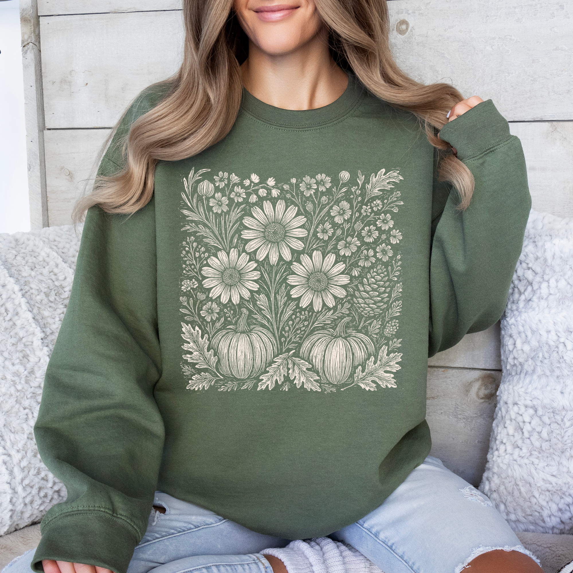 Autumn Wildflowers, Minimalist, Gorgeous, Fall, Pumpkin Sweatshirt