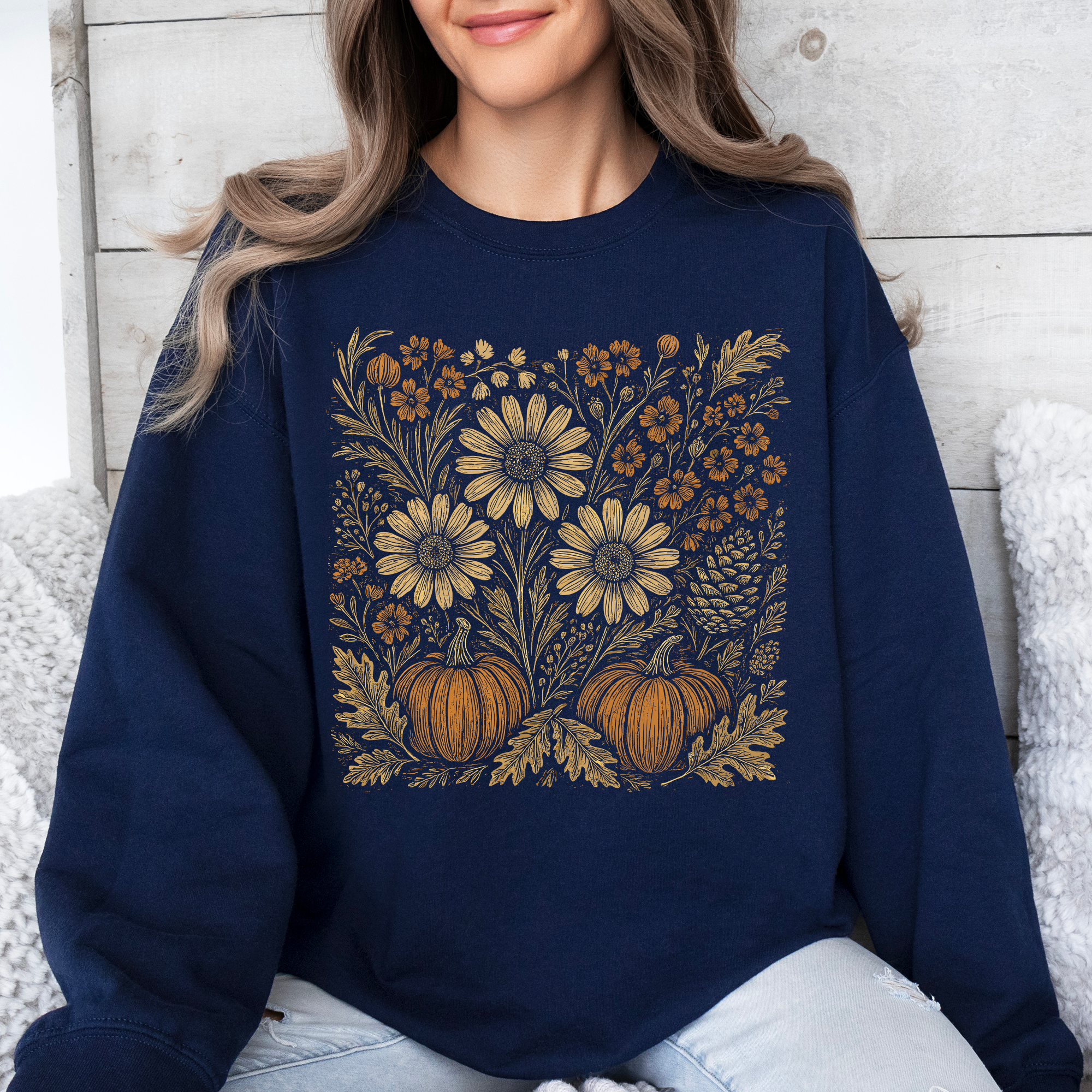 Autumn Wildflowers, Minimalist, Gorgeous, Fall, Pumpkin Sweatshirt