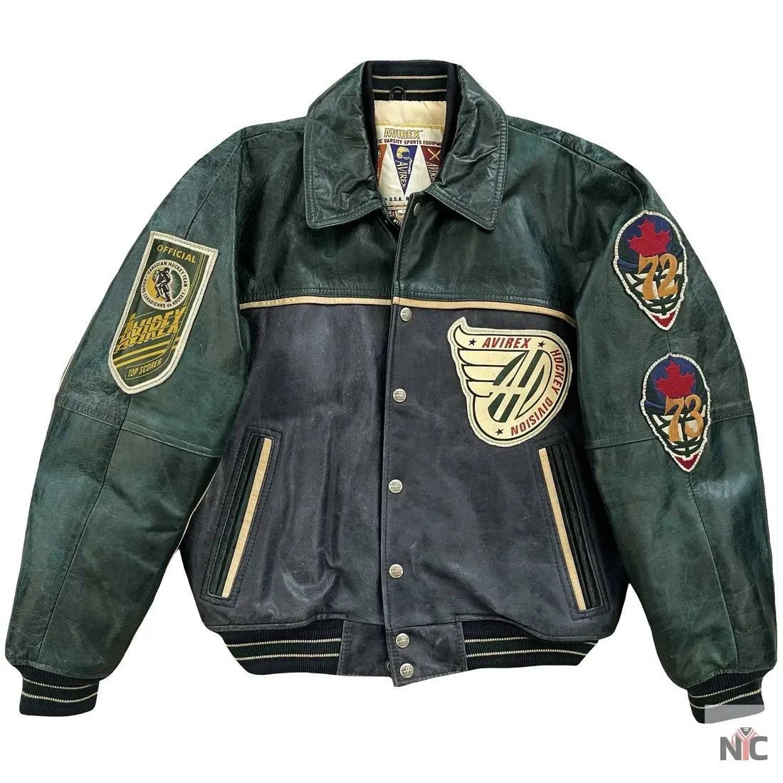 Avirex Canadian Hockey Leather Varsity Jacket Clanton Jacket