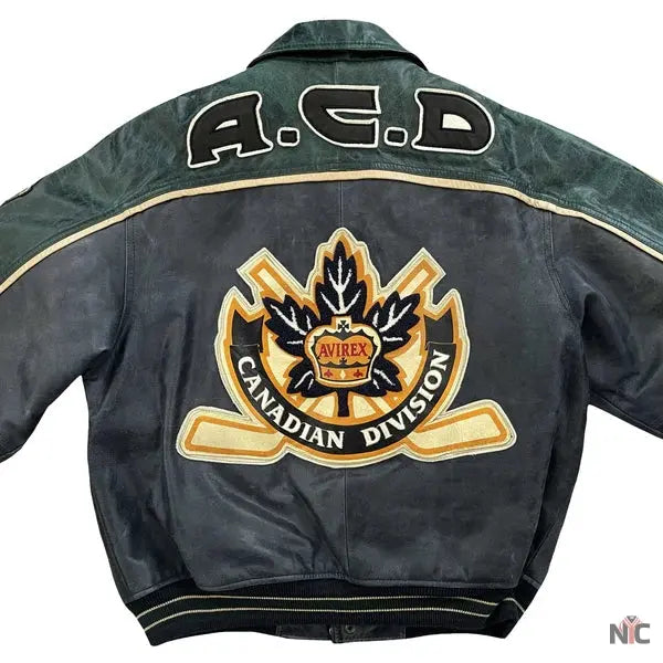 Avirex Canadian Hockey Leather Varsity Jacket Clanton Jacket