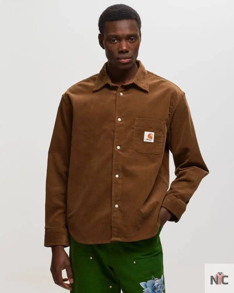 Awake NY X Carhartt WIP Brown Collared Shirt Clanton Jacket