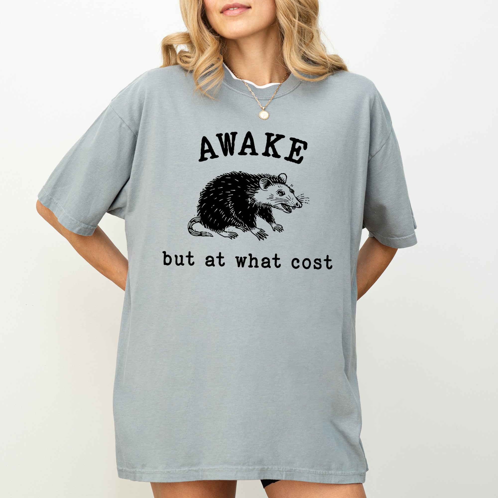 Awake, But At What Cost, Funny, Opossum, Possum, Aesthetic, Meme Shirt Comfort Colors T-Shirt
