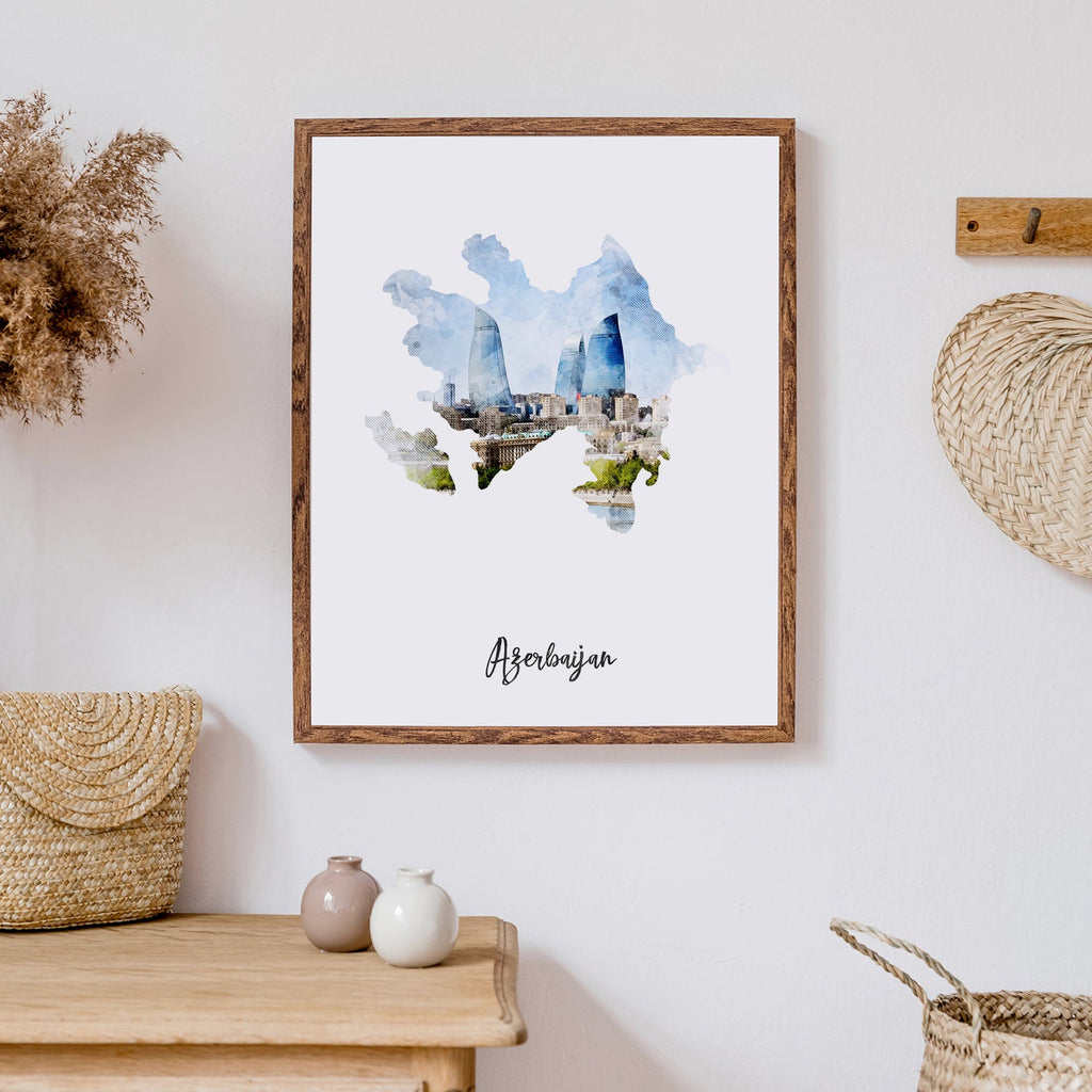 Azerbaijan Watercolor Map
