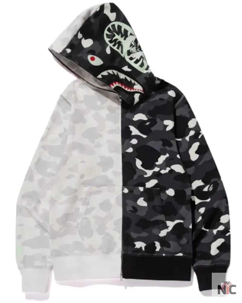 BAPE City Camo Half Shark Full Zip Hoodie Clanton Jacket
