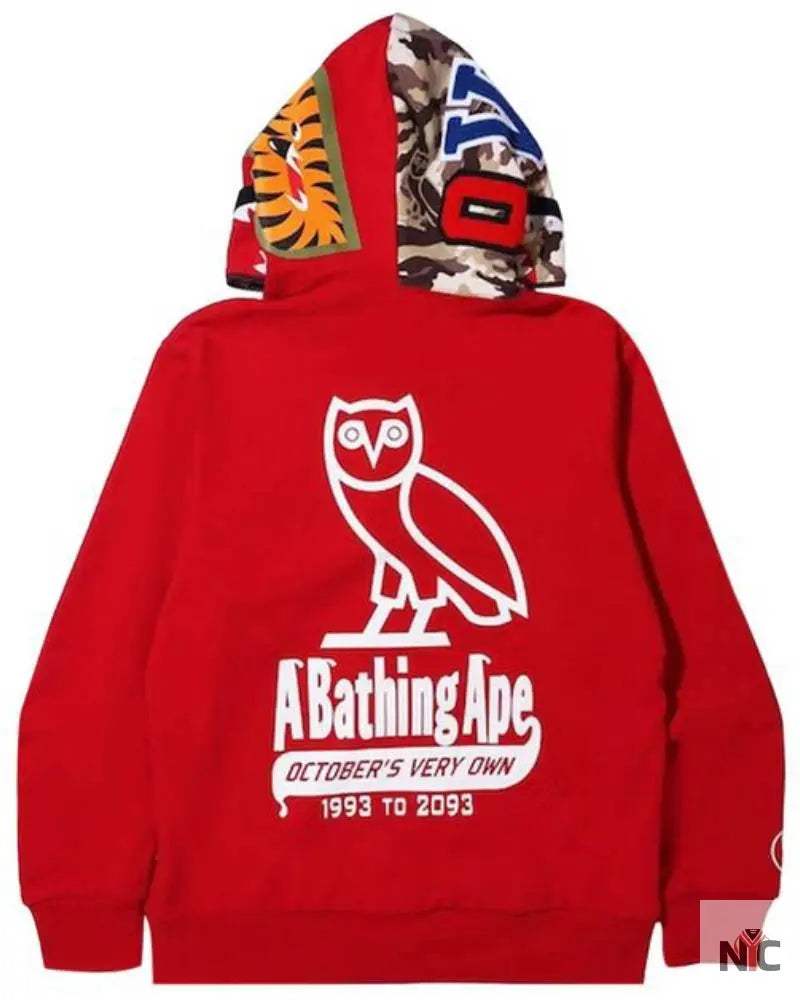 BAPE x OVO Woodland Camo Shark Reversible Full Zip Hoodie Clanton Jacket