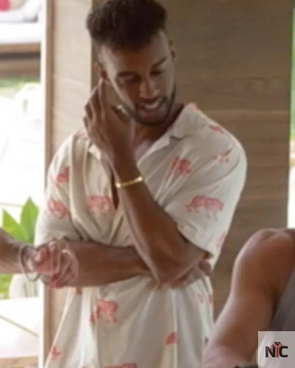 Bachelor In Paradise S10 Hakeem Moulton Tiger Print Shirt Clanton Jacket