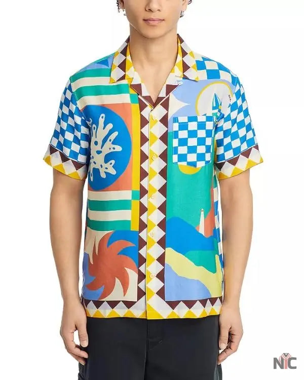 Bachelor In Paradise S10 Justin Glaze Printed Camp Shirt Clanton Jacket