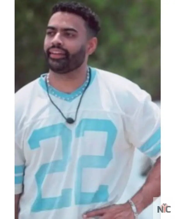 Bachelor in Paradise Justin Glaze Blue and White Jersey Clanton Jacket