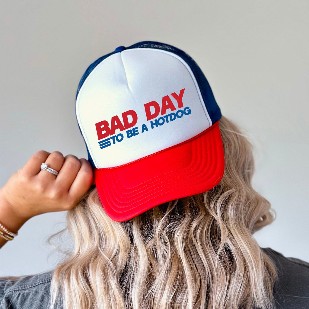 Bad Day To Be A Hotdog, Patriotic, Snapback Trucker Hat