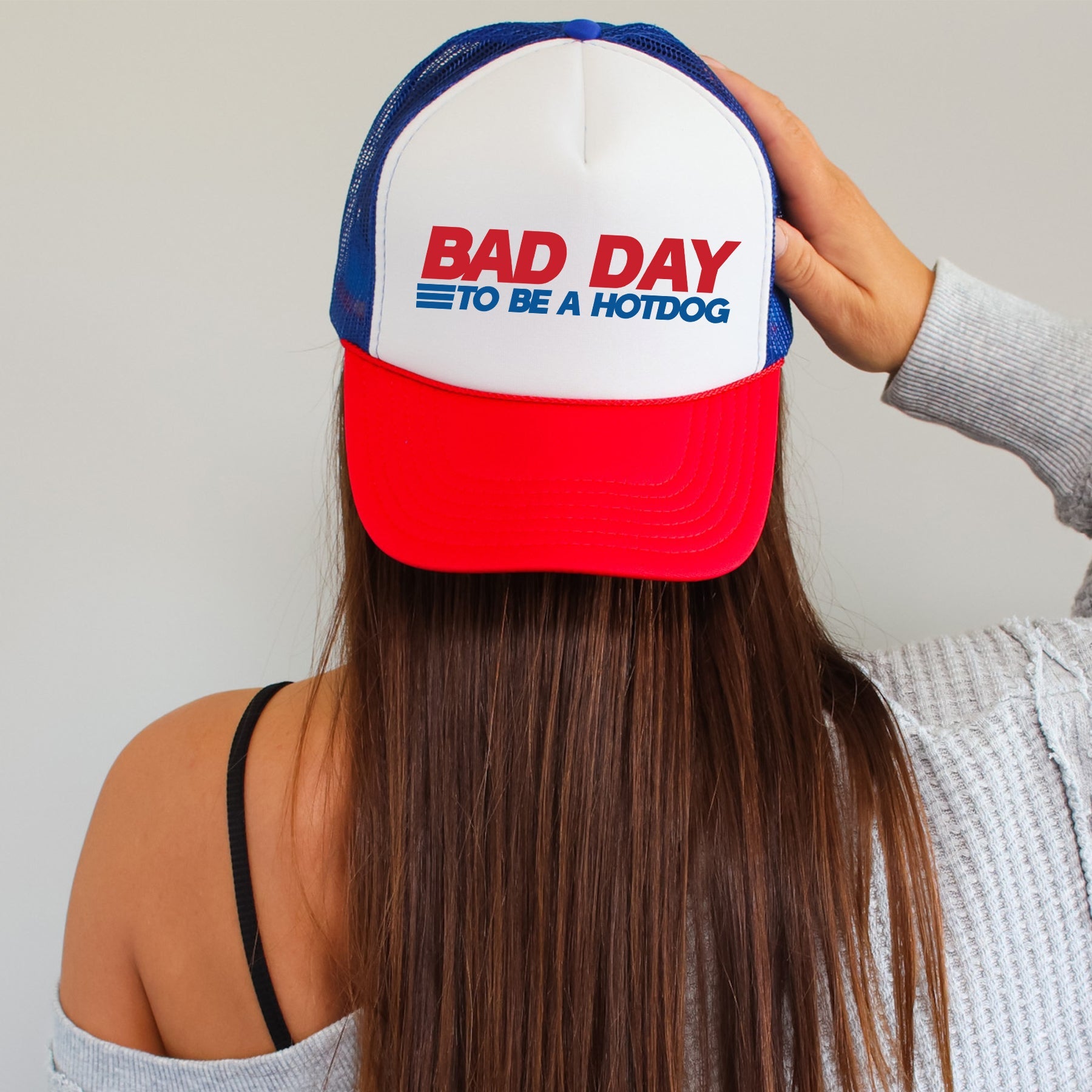 Bad Day To Be A Hotdog, Patriotic, Snapback Trucker Hat
