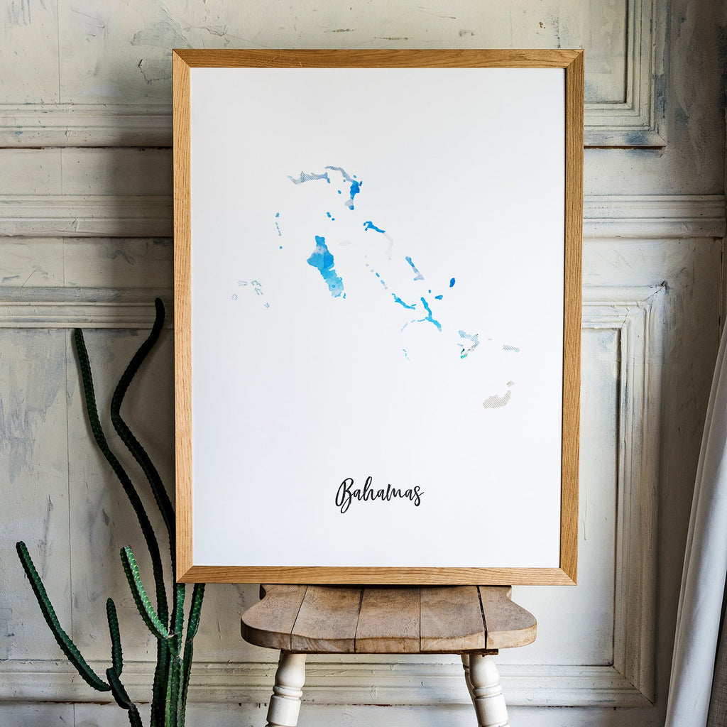 Bahamas Watercolor Map