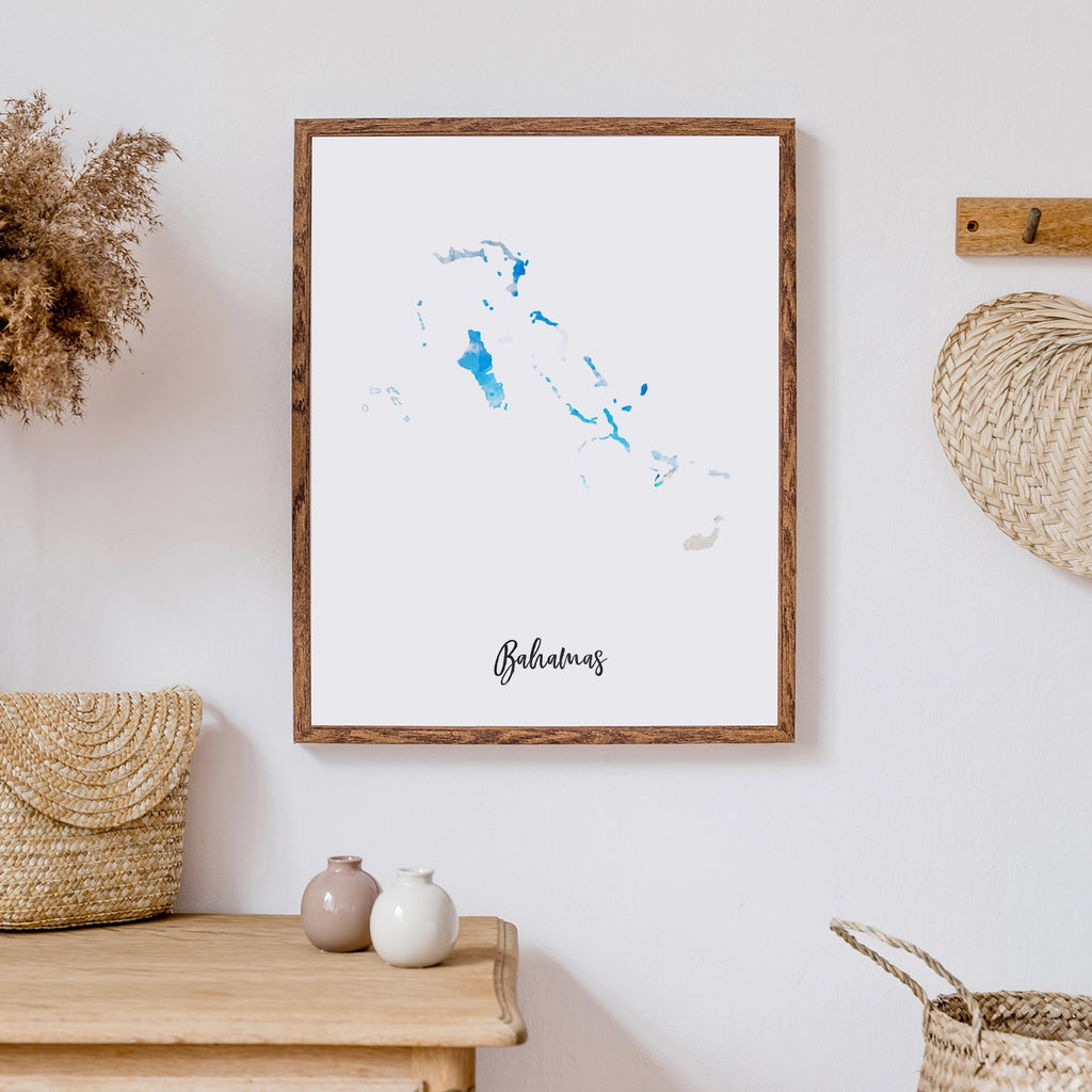 Bahamas Watercolor Map