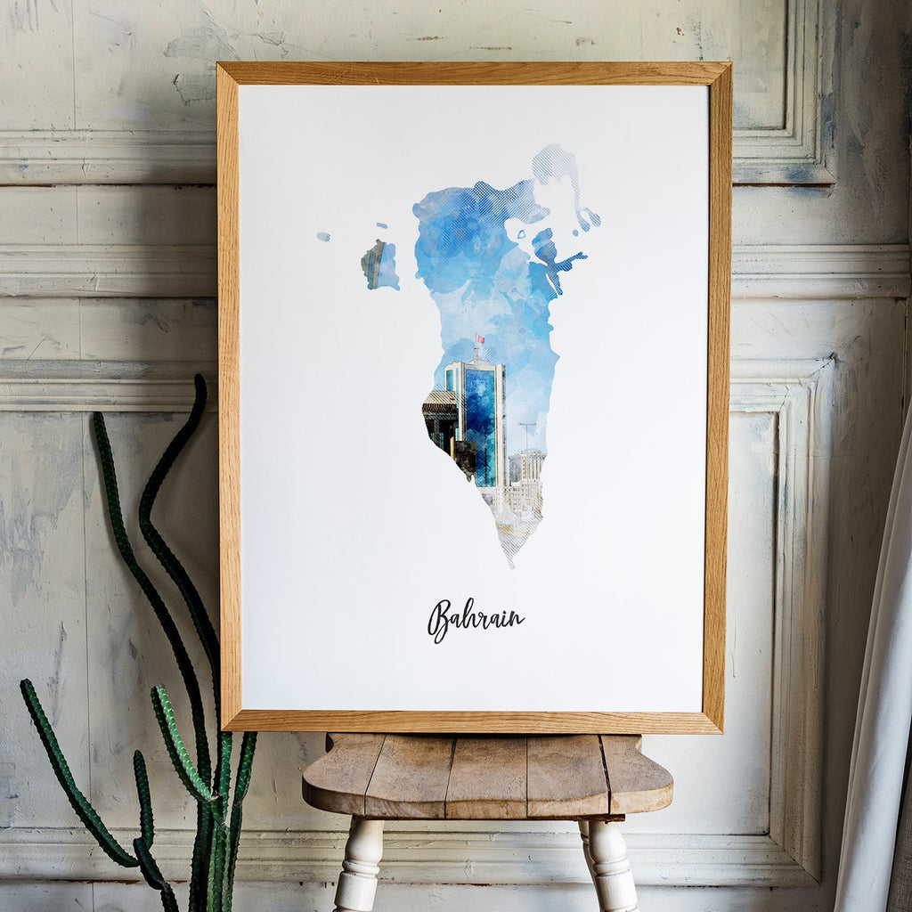 Bahrain Watercolor Map
