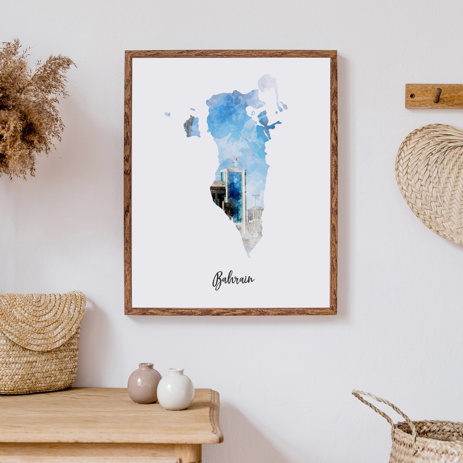 Bahrain Watercolor Map