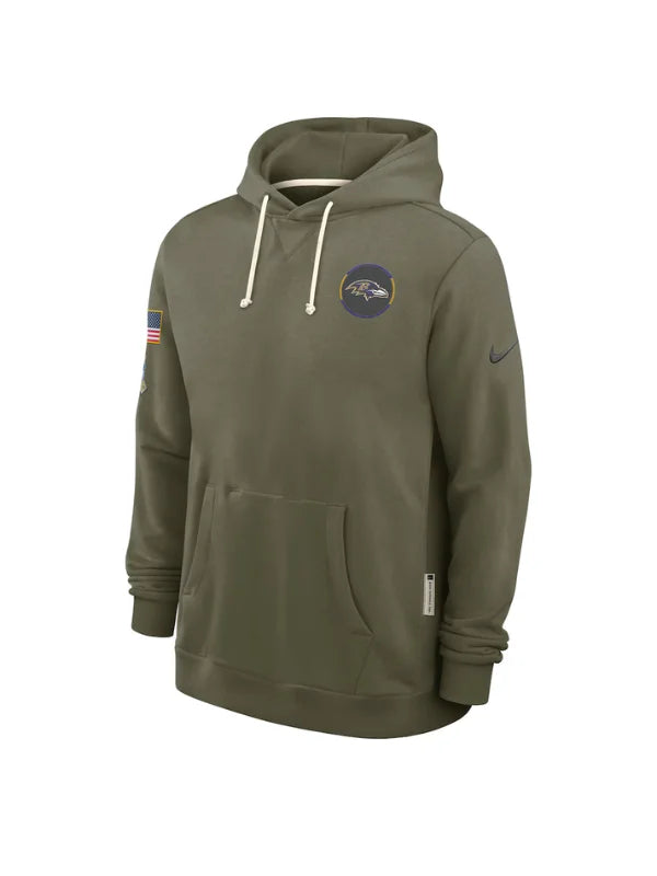 Baltimore Ravens NFL Salute to Service 2025 Olive Green Hoodie