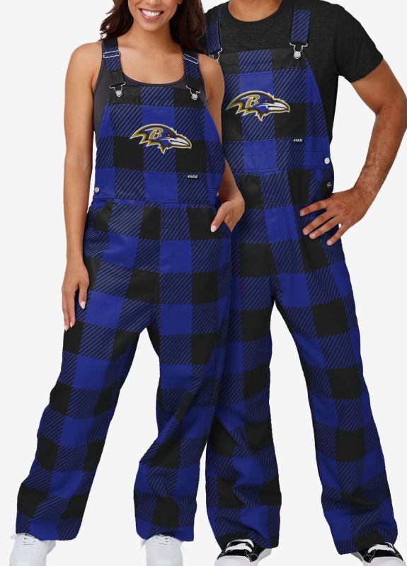 Baltimore Ravens Plaid Bib Overalls