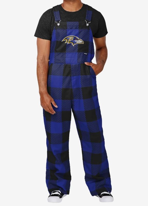 Baltimore Ravens Plaid Bib Overalls