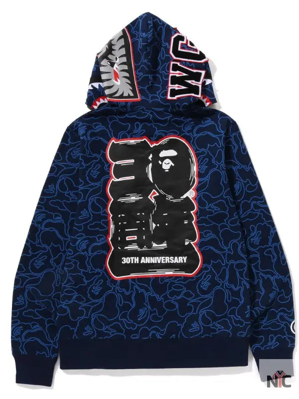 Bape 30th Anniversary Line Camo Shark Full Zip Hoodie Clanton Jacket