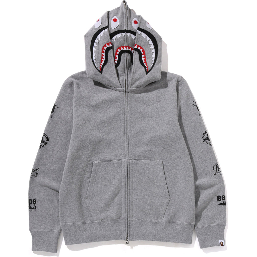 Bape Us Double Shark Full Zip Hoodie Mens - Trendy Layer