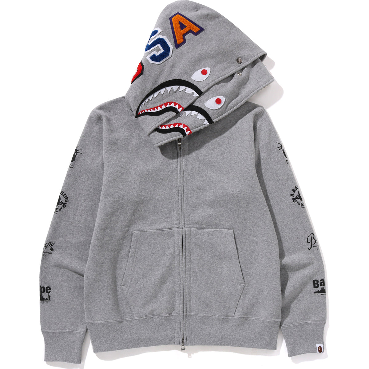 Bape Us Double Shark Full Zip Hoodie Mens - Trendy Layer