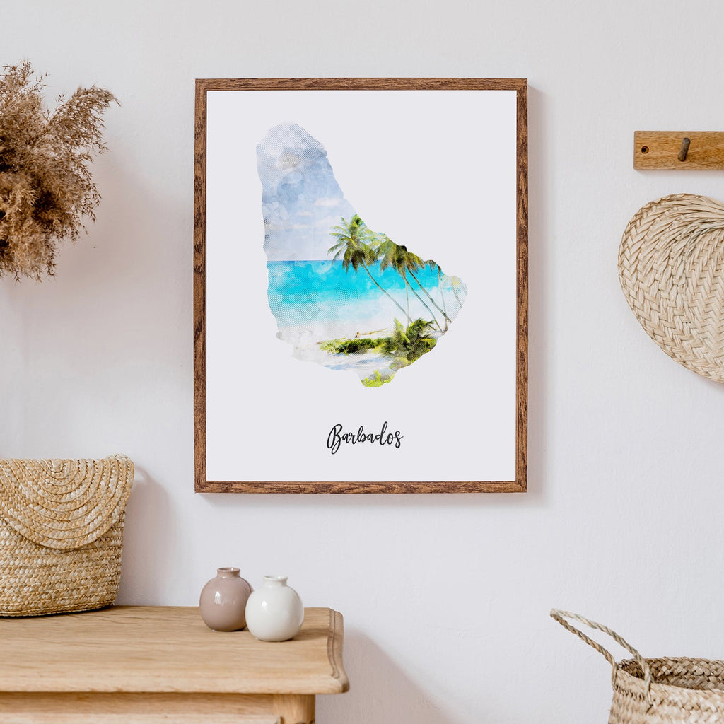 Barbados Watercolor Map