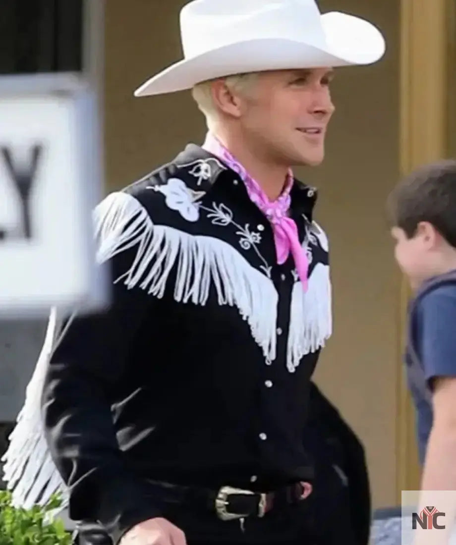 Barbie 2023 Ryan Gosling Black Shirt Clanton Jacket