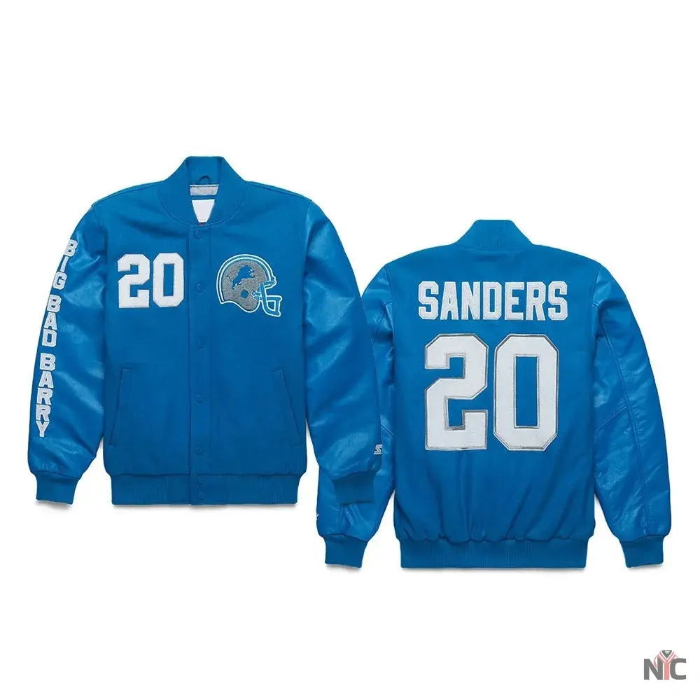 Barry Sanders Detroit Lions Jacket Clanton Jacket