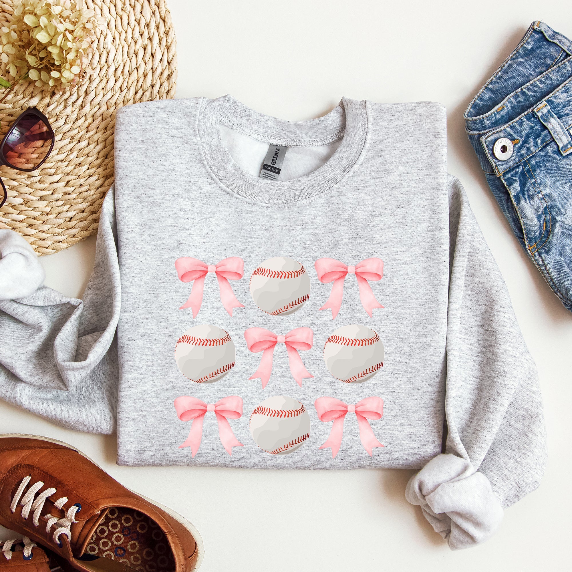 Baseball, Pink Bows, Mother, Mama, Sports, Coquette Sweatshirt