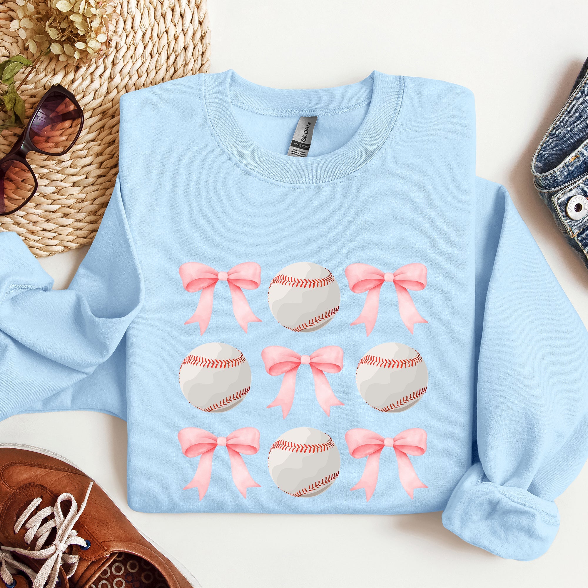 Baseball, Pink Bows, Mother, Mama, Sports, Coquette Sweatshirt