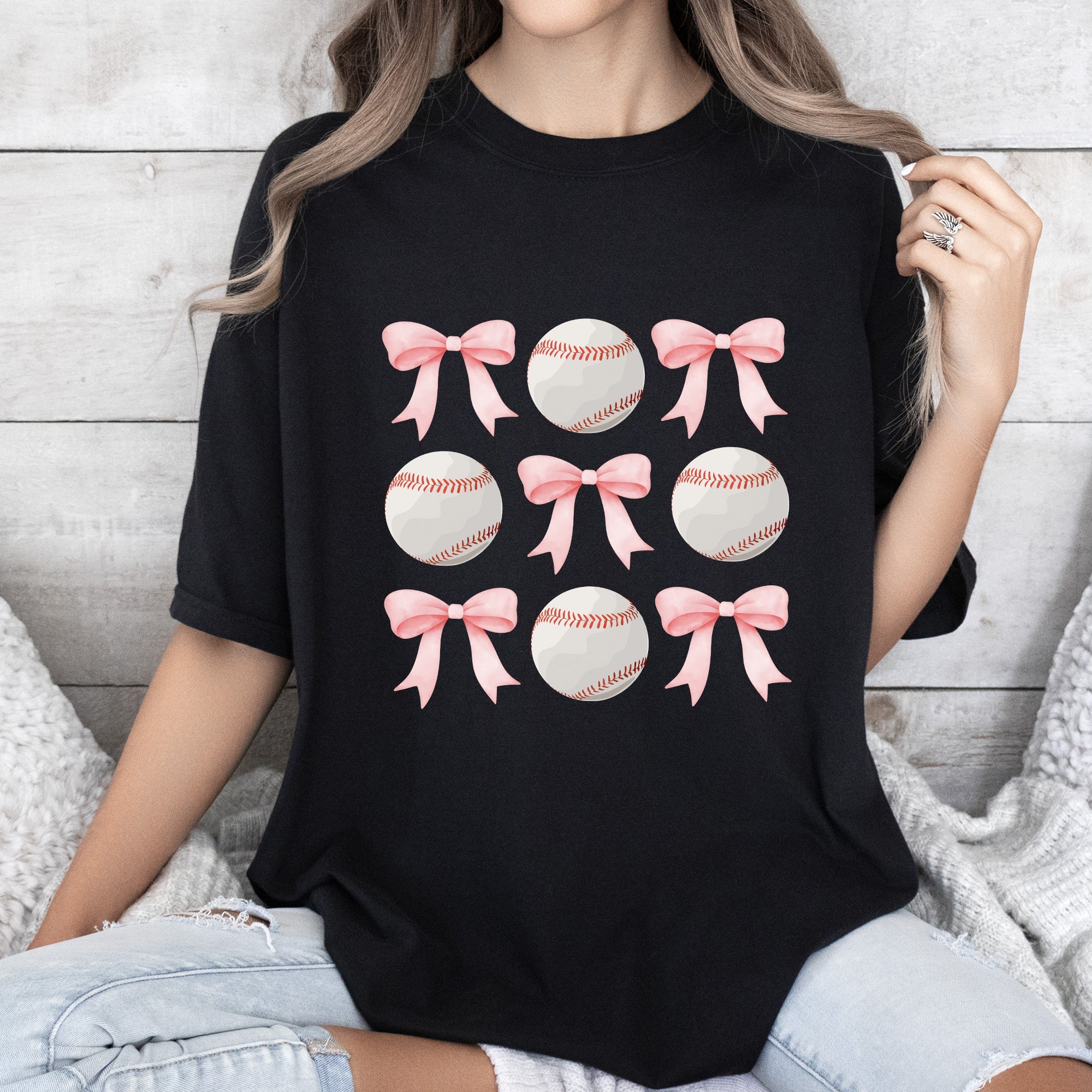 Baseball, Pink Bows, Mother, Mama, Sports, Coquette Tshirt Comfort Colors T-Shirt