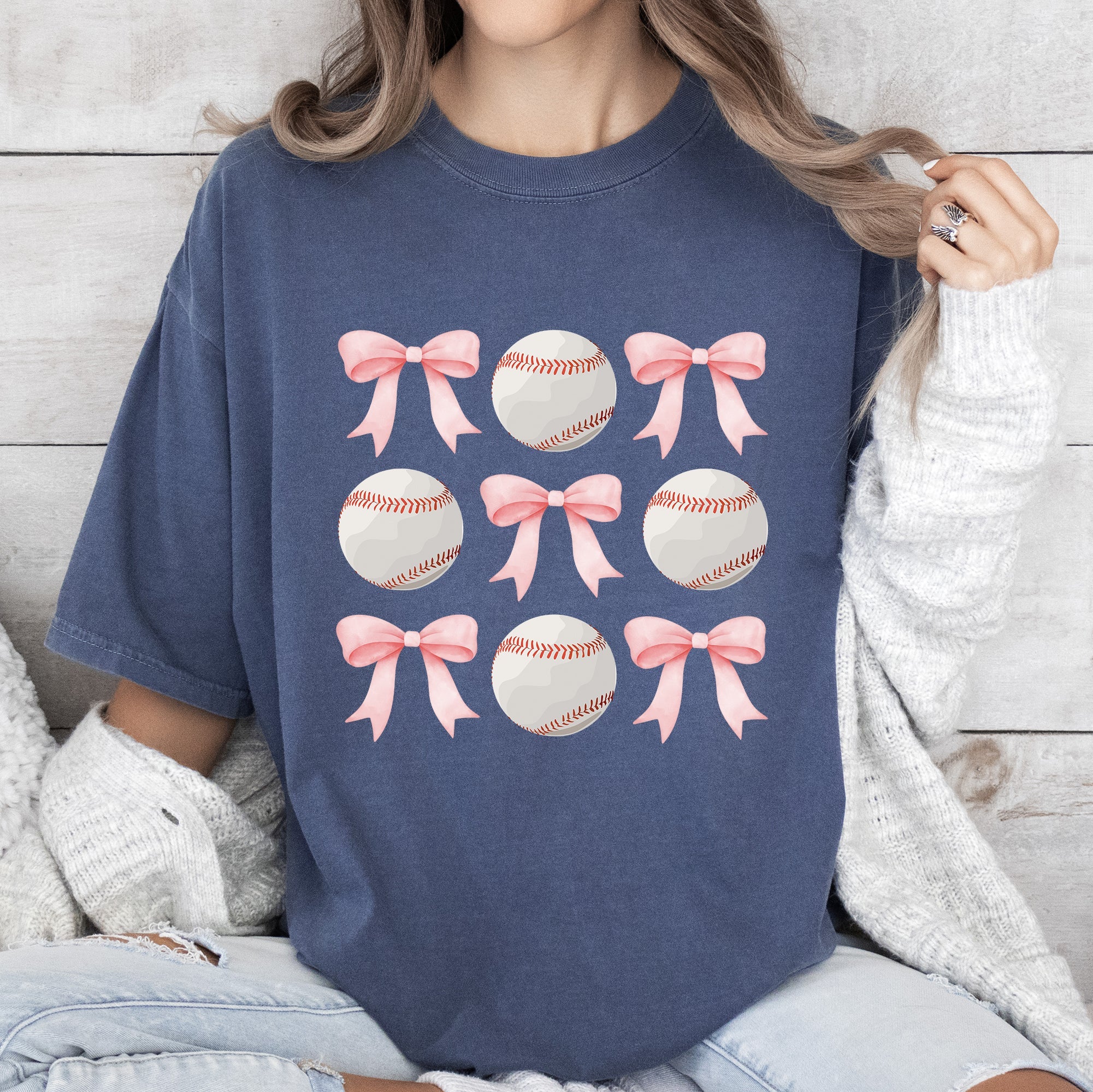 Baseball, Pink Bows, Mother, Mama, Sports, Coquette Tshirt Comfort Colors T-Shirt