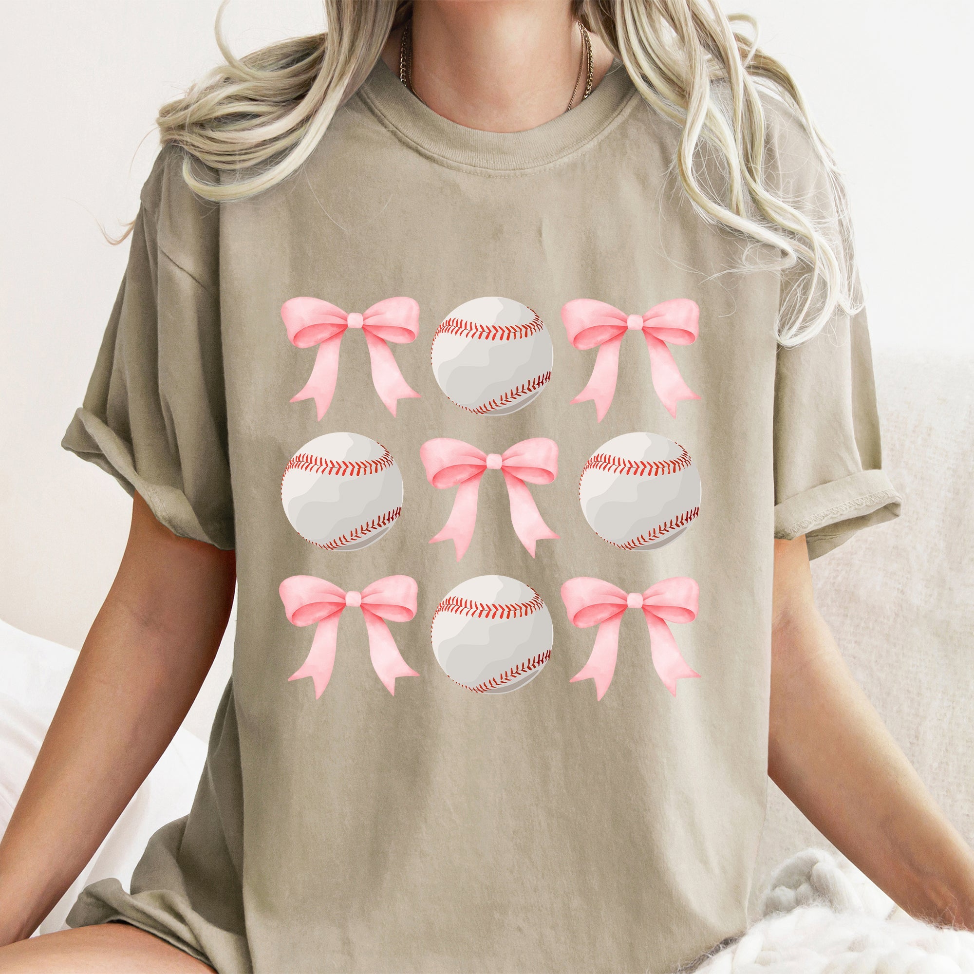 Baseball, Pink Bows, Mother, Mama, Sports, Coquette Tshirt Comfort Colors T-Shirt