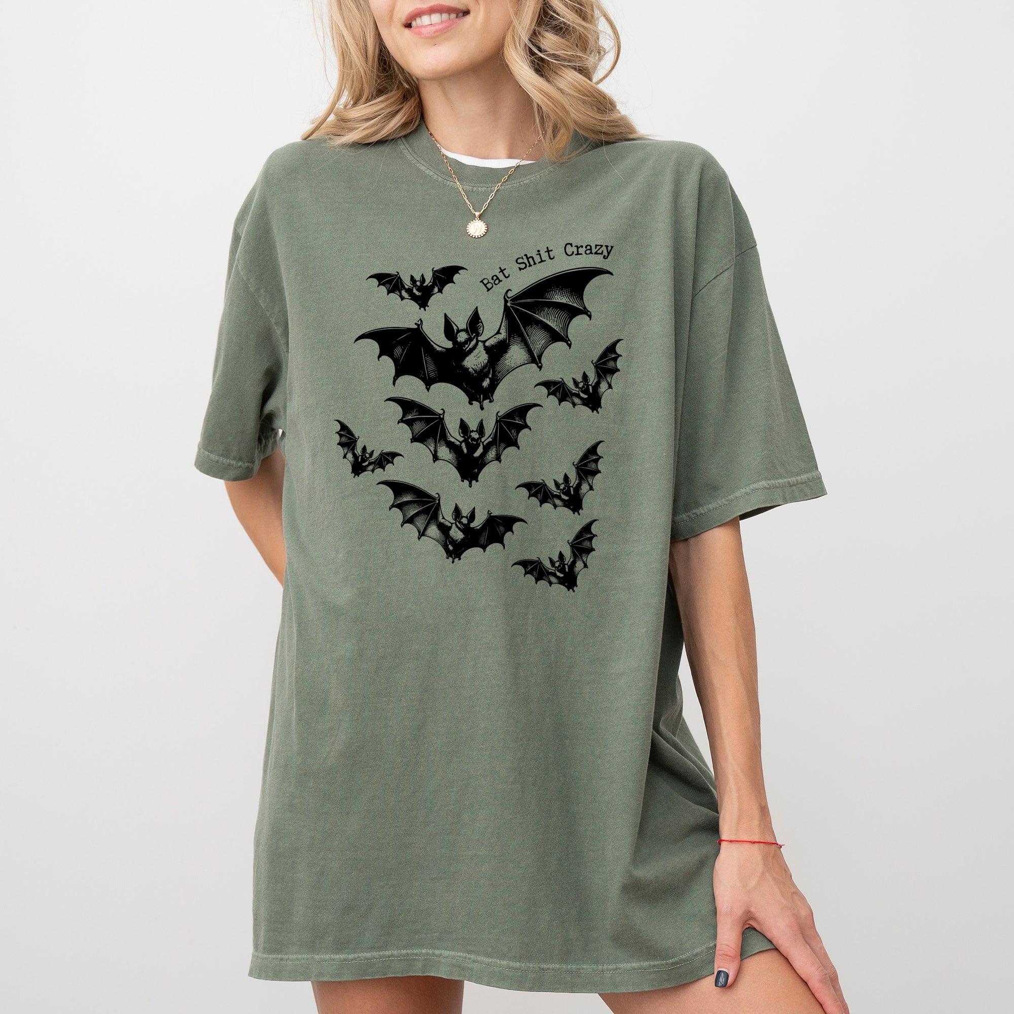 Bat Shit Crazy, Funny, Vulgar, Dirty, Halloween, Bats, Spooky, Witch Shirt Comfort Colors T-Shirt