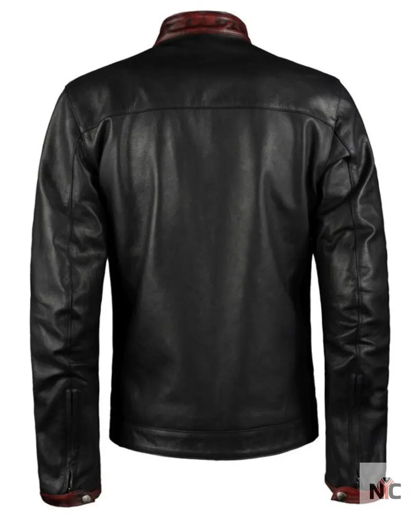 Batman Dark Knight Christian Bale Leather Biker Jacket Black Clanton Jacket