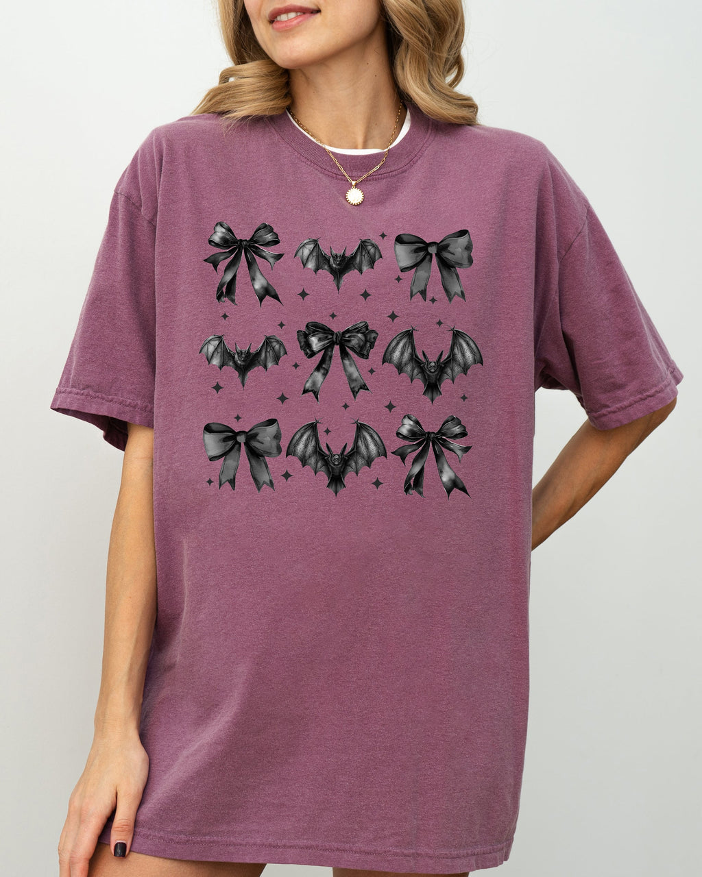 Bats, Black Bows, Vampire, Coquette, Ribbons, Halloween, Lace, Gothic, Spooky, Scary, Fangs Shirt Comfort Colors T-Shirt