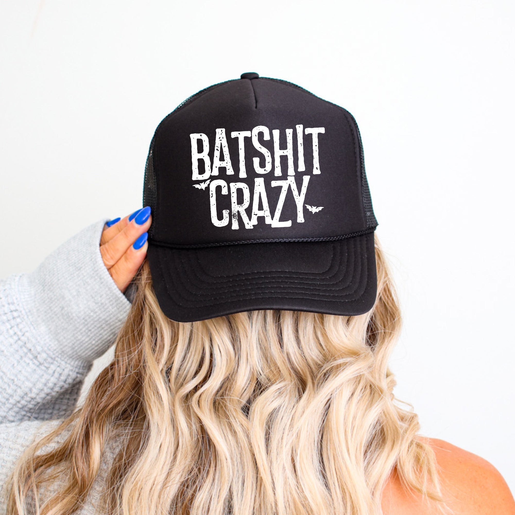 Batshit Crazy, Sassy, Funny, Halloween, Black Snapback Trucker Hat