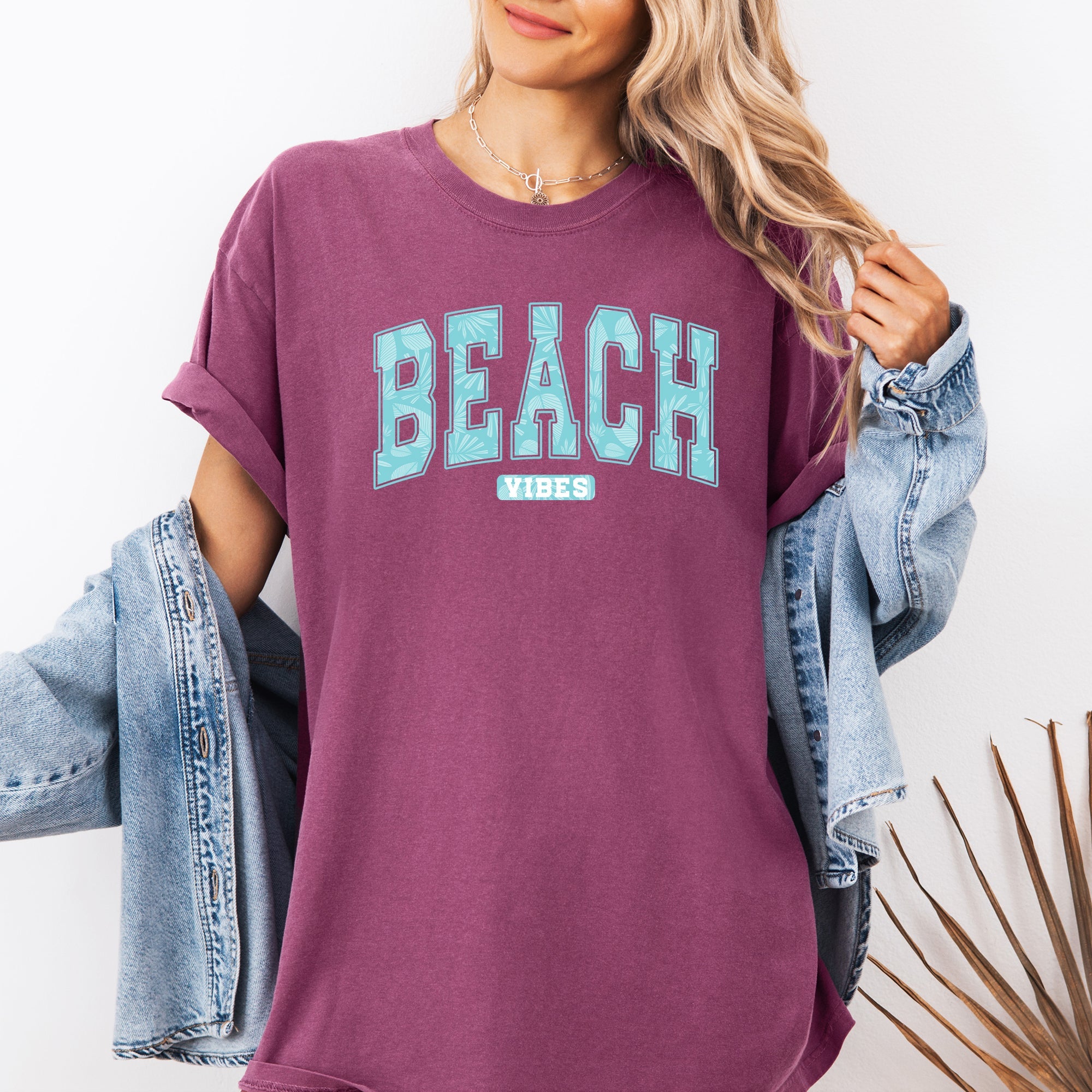 Beach Vibes, Varsity, Retro, Palm Trees, Summer Comfort Colors T-Shirt