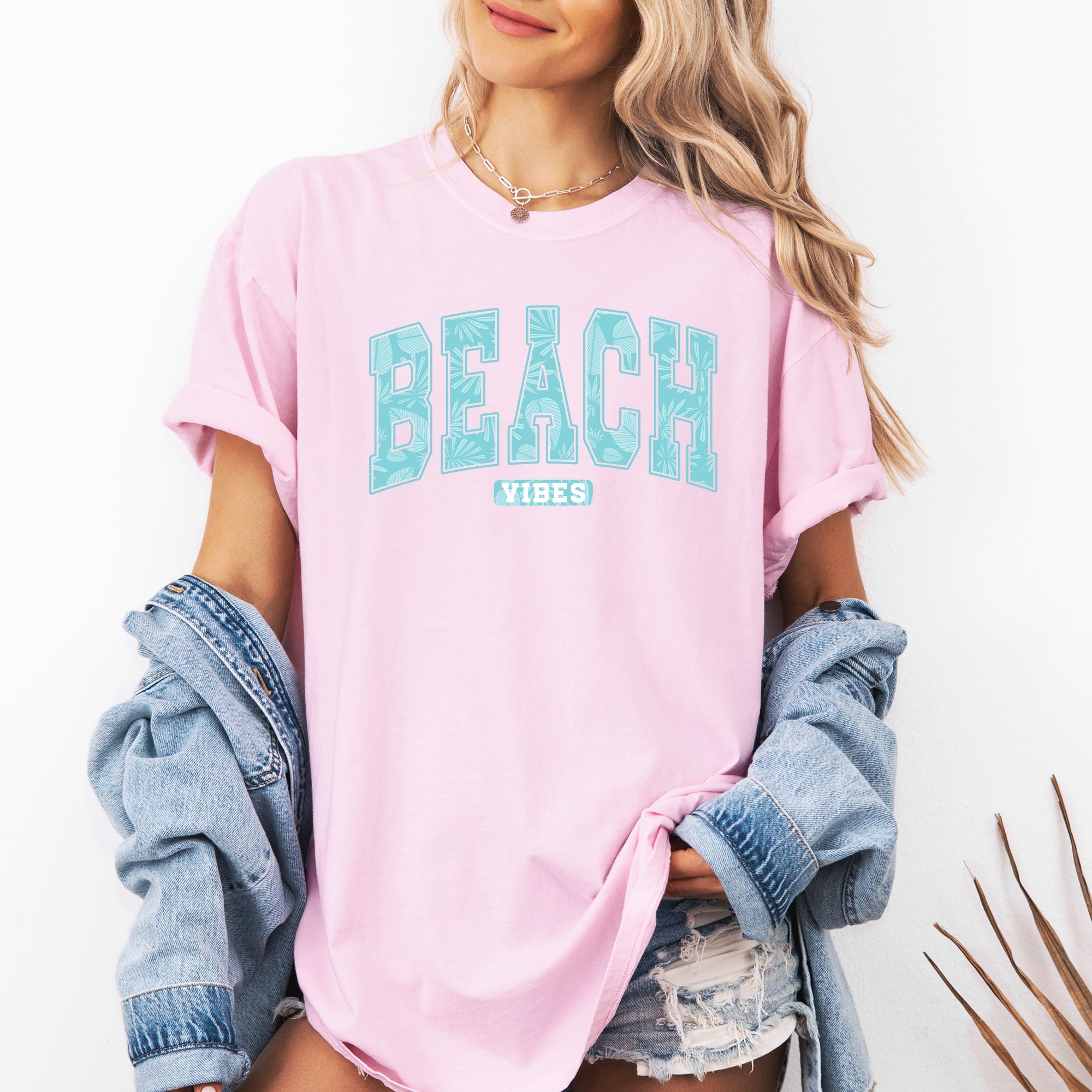 Beach Vibes, Varsity, Retro, Palm Trees, Summer Comfort Colors T-Shirt