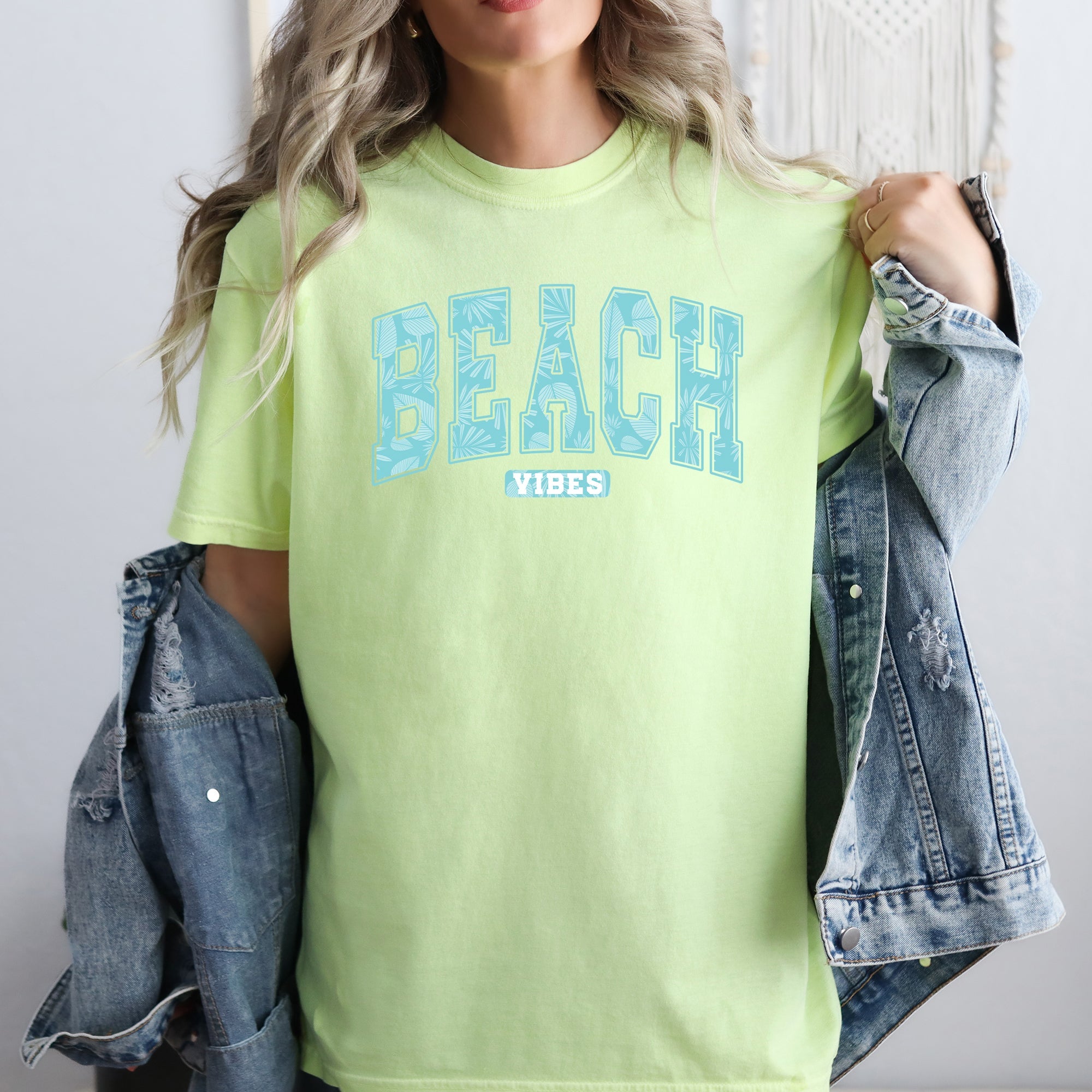 Beach Vibes, Varsity, Retro, Palm Trees, Summer Comfort Colors T-Shirt