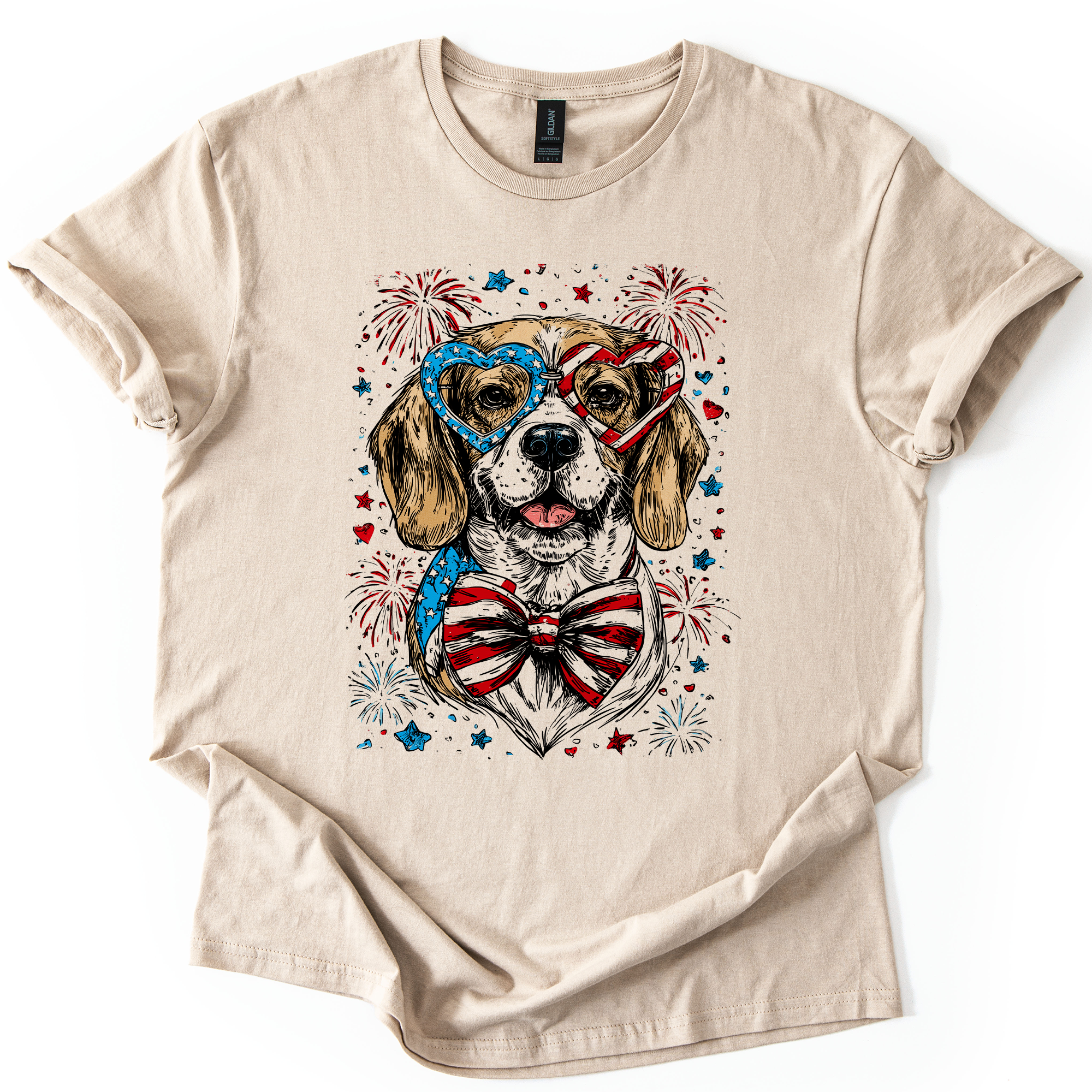 Beagle Patriotic Dog, USA, America, Pet Lover, 4th of July, Soft Style T-Shirt