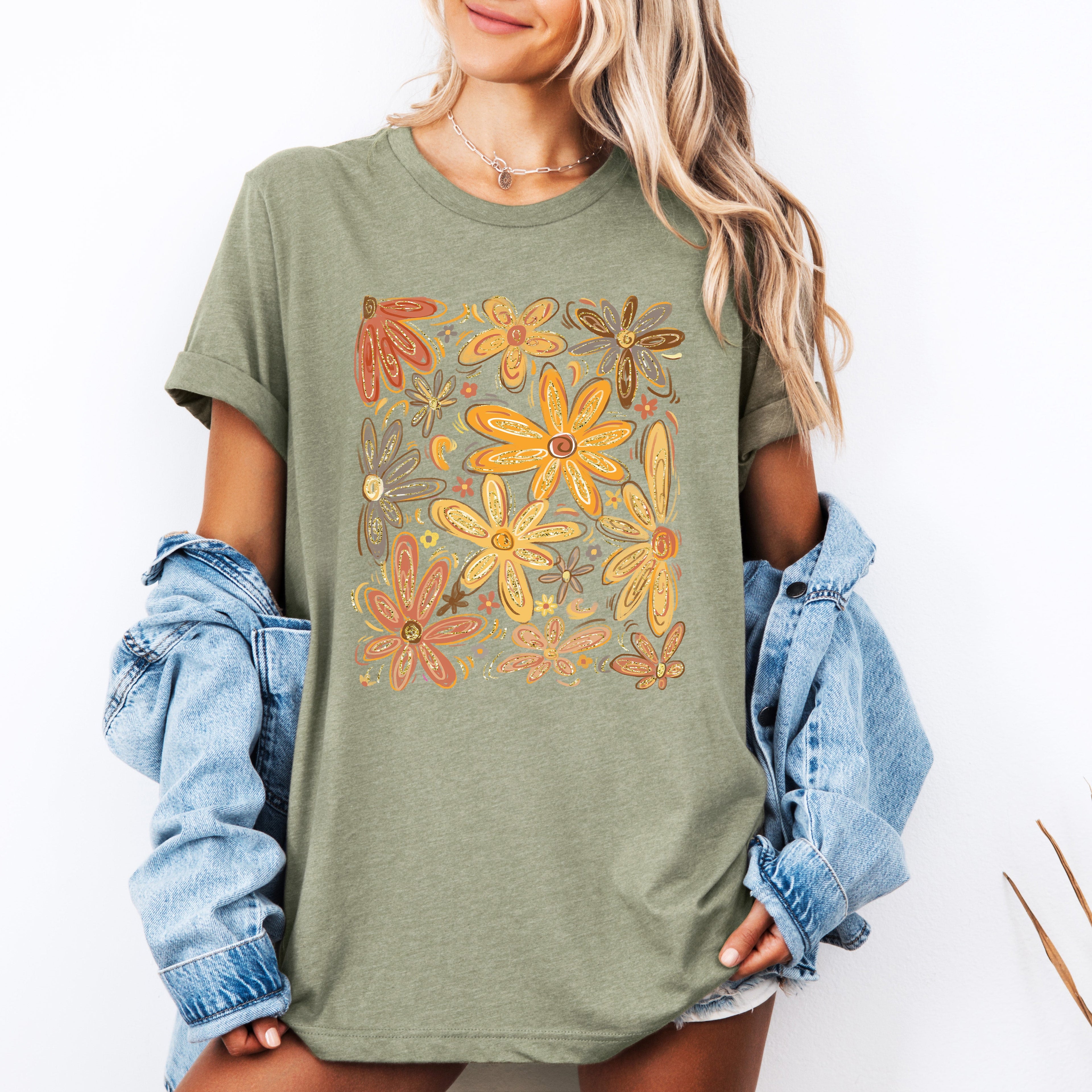 Beautiful Autumn Flowers, Fall, Floral, Watercolor, Tshirt
