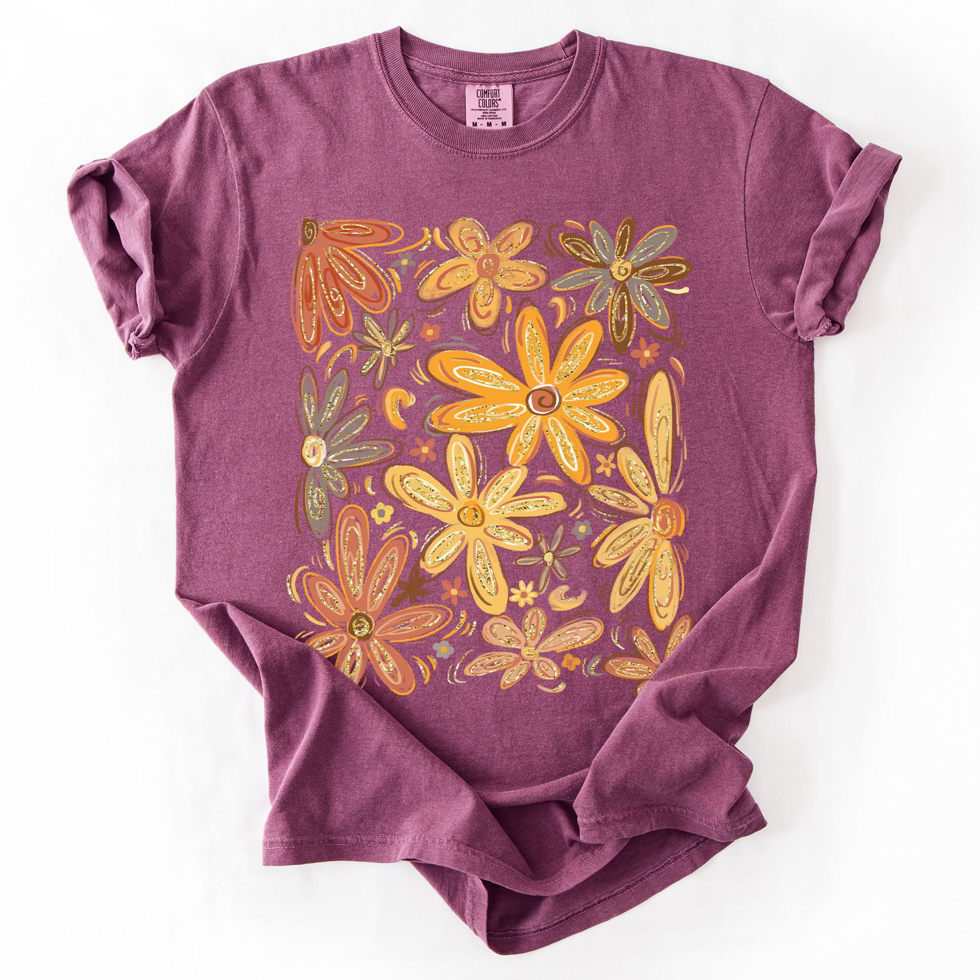 Beautiful Autumn Flowers, Fall, Floral, Watercolor, Comfort Colors T-Shirt