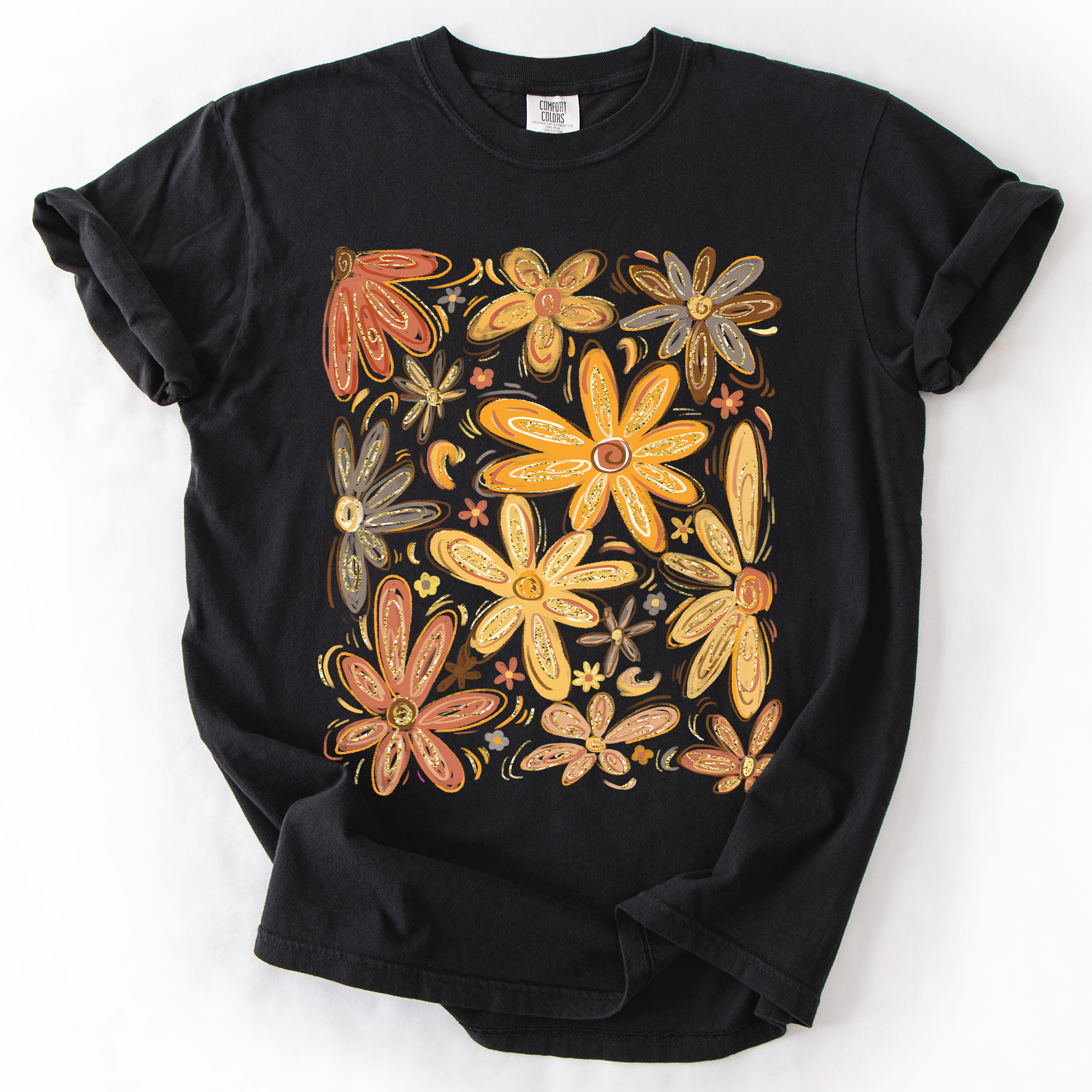 Beautiful Autumn Flowers, Fall, Floral, Watercolor, Comfort Colors T-Shirt