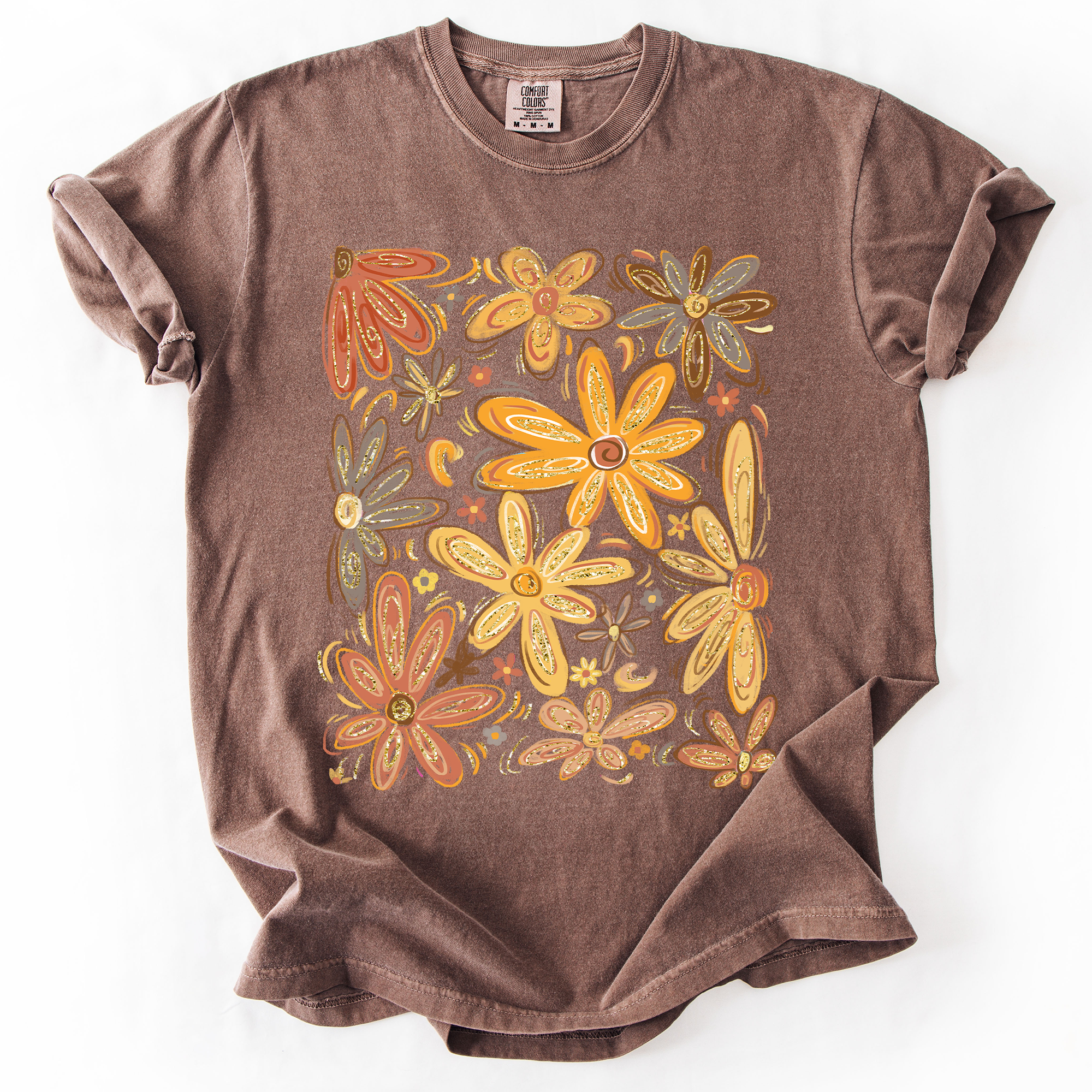 Beautiful Autumn Flowers, Fall, Floral, Watercolor, Comfort Colors T-Shirt